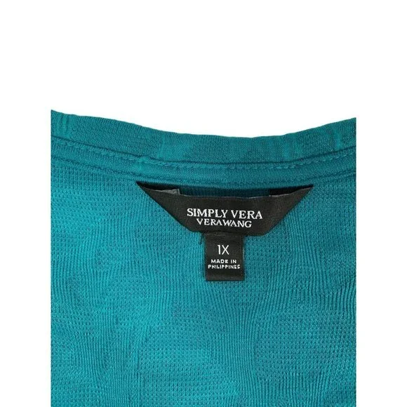 Simply Vera Women's Touching Teal Blouse - Picture 3 of 7